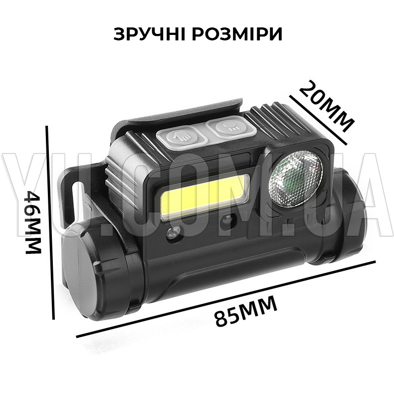 Ліхтар налобний BL-123 COB із USB зарядкою та сенсором Ліхтар налобний BL-123 COB із USB зарядкою та сенсором